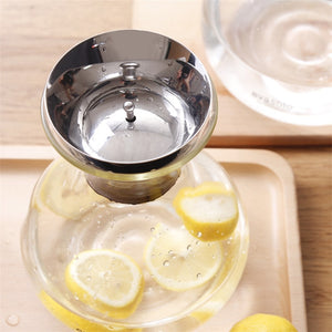 Transparent Glass Carafe With Stainless Steel Lid Water Carafe Decanter Glass Milk Juice Jug Gifts Water Bottle Kettle 1L/1.5L