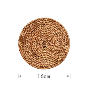 Natural Rattan Cup Mat: Hand Woven Insulation Placemats | Kitchen Decor