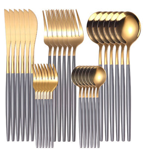 30pcs/6sets Stainless Steel Cutlery Set For Kitchen Dinnerware Knife Fork Spoon Set Travel Cutlery Set Tableware Set Of Dishes