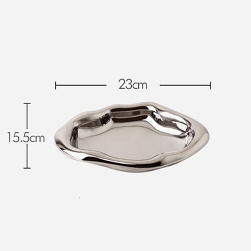 Modern Ceramic Silver Plated Plate Desktop Decoration Creative Art Ink Dot Storage Tray Kitchen Living Room Decoration Plate