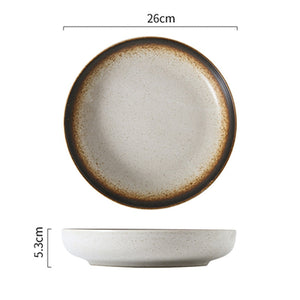 Deep Round Ceramic Plate: Creative Salad Plate, Household Dish, Shallow Plate