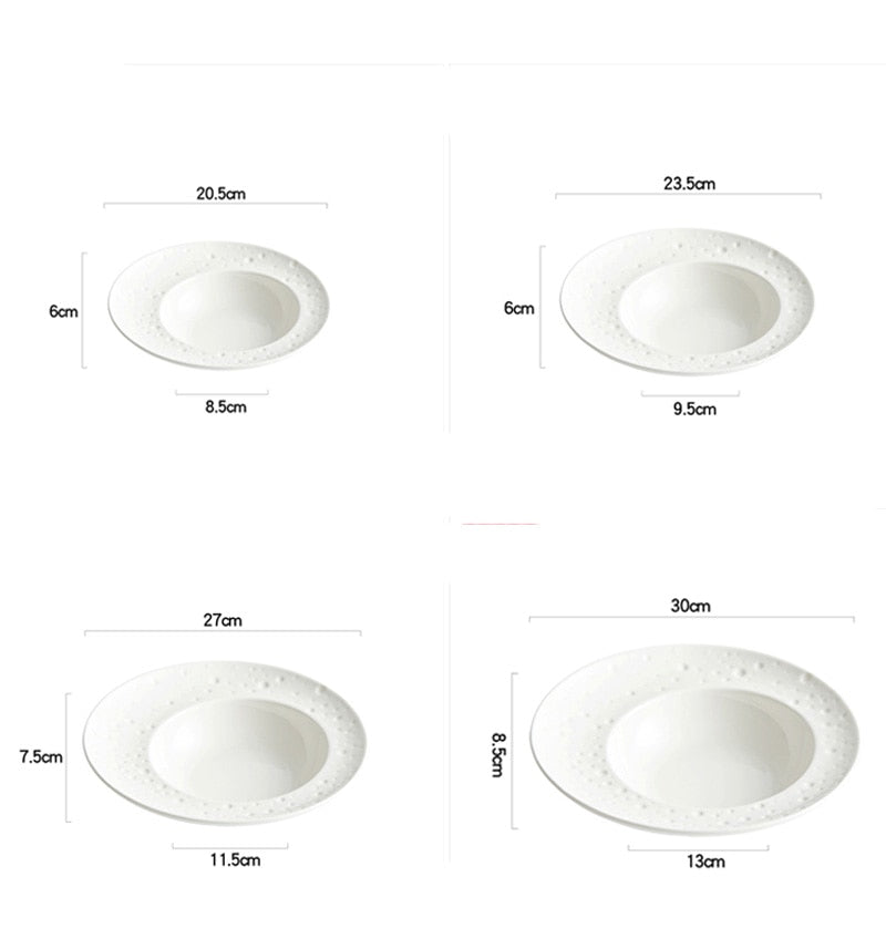 White Special Creative Hotel Tableware Set: Straw Hat Plate, High-End Western Food Pasta Plate, Soup Plate, Deep Plate