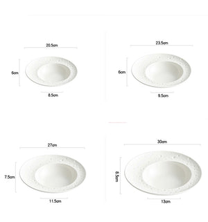 White Special Creative Hotel Tableware Set: Straw Hat Plate, High-End Western Food Pasta Plate, Soup Plate, Deep Plate