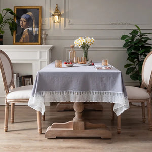 French Country Lace-Edge Cotton Tablecloth - thumbnail 9