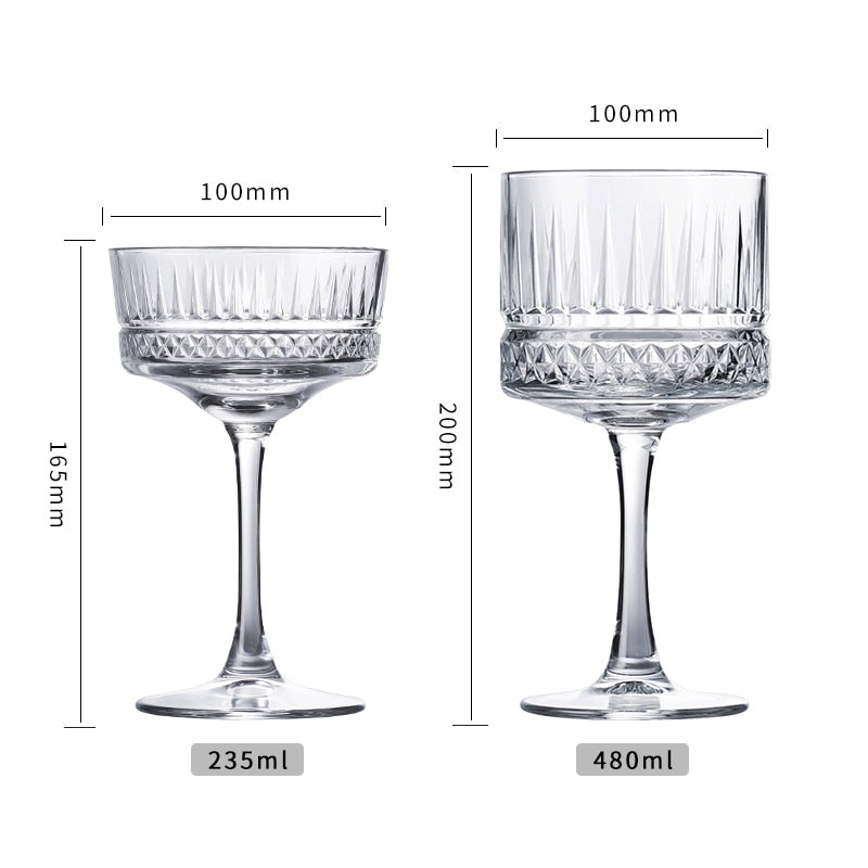 2PCS Elysia Champagne Cups, Goblet Cocktail Glasses Martini Glass