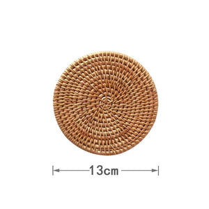 Natural Rattan Cup Mat: Hand Woven Insulation Placemats | Kitchen Decor