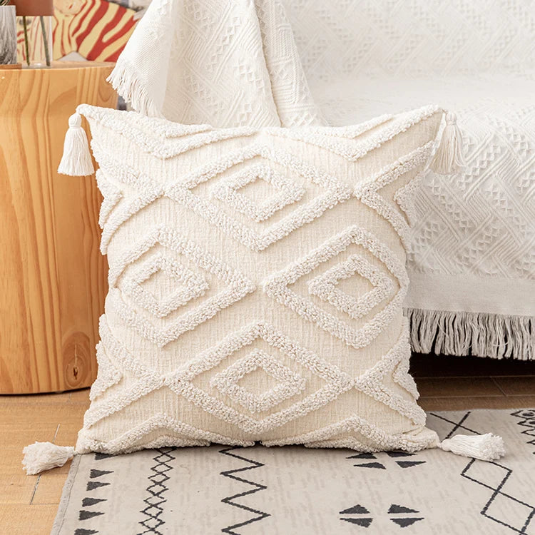 Ivory Loop-Tufted Cotton Pillow Cover - image 8
