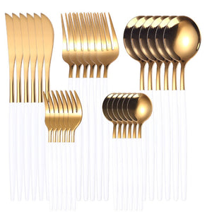 30pcs/6sets Stainless Steel Cutlery Set For Kitchen Dinnerware Knife Fork Spoon Set Travel Cutlery Set Tableware Set Of Dishes