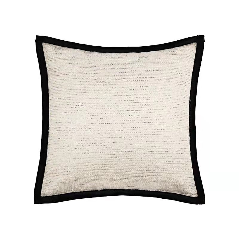 Ivory Cushion Cover: Black Stripe Jacquard | Home Decoration for Sofa, Bed, Couch | Living Room, Bedroom