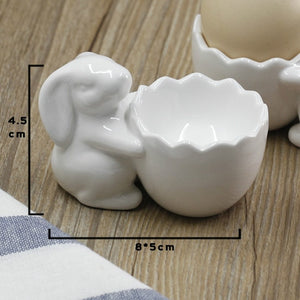 Creative Non-Stick Ceramic Rabbit Shape Egg Tray: Egg Cup Holder, Egg Tool, Breakfast Steam Rack Mold, Kitchen Accessories