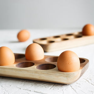 Japanese-Style Simple Modern Wooden Double Row Egg Container Storage Box Tray Rank Home Kitchen Creative Organizer Tool