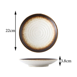 Deep Round Ceramic Plate: Creative Salad Plate, Household Dish, Shallow Plate