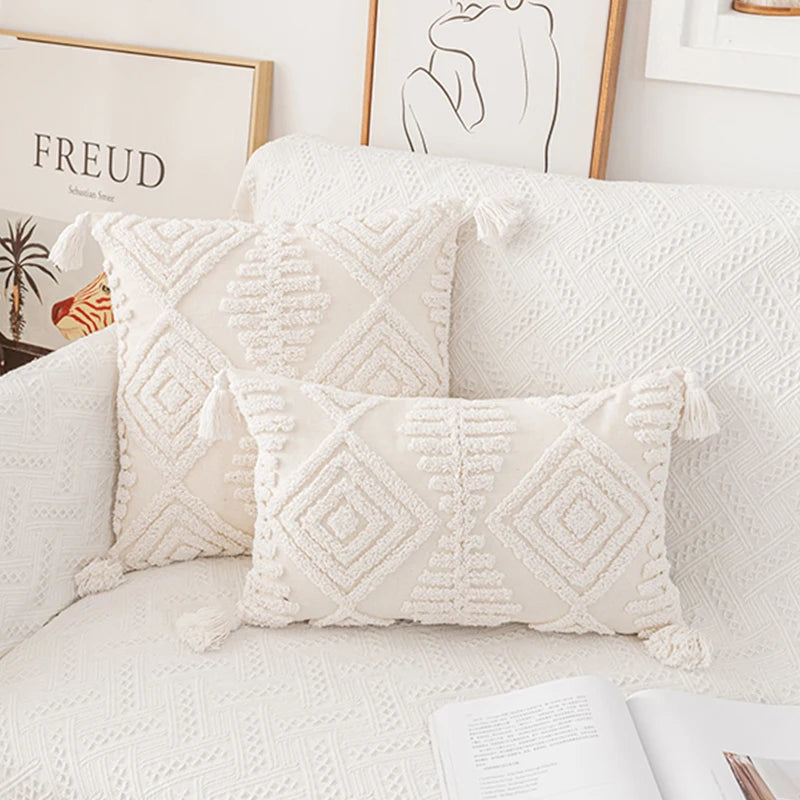 Ivory Loop-Tufted Cotton Pillow Cover - image 3