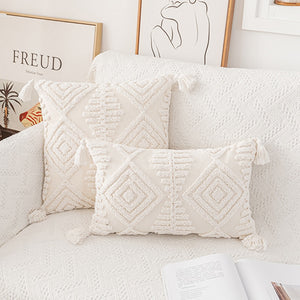 Ivory Loop Tufted Cotton Pillow Cover: Home Decoration | Living Room Bedroom