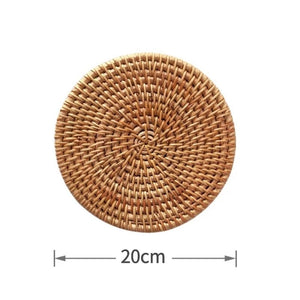 Natural Rattan Cup Mat: Hand Woven Insulation Placemats | Kitchen Decor