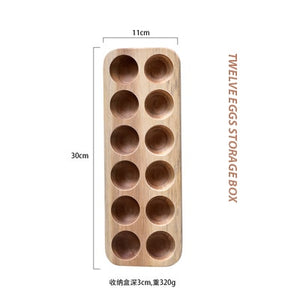 Japanese-Style Simple Modern Wooden Double Row Egg Container Storage Box Tray Rank Home Kitchen Creative Organizer Tool