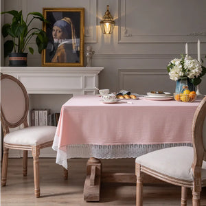 French Country Lace-Edge Cotton Tablecloth - thumbnail 2