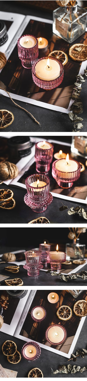 Nordic Tealight Holder Candlestick Candles Holders Table Candle Stand Romantic Candlestick Home Decoration Crystal Glass