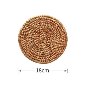 Natural Rattan Cup Mat: Hand Woven Insulation Placemats | Kitchen Decor