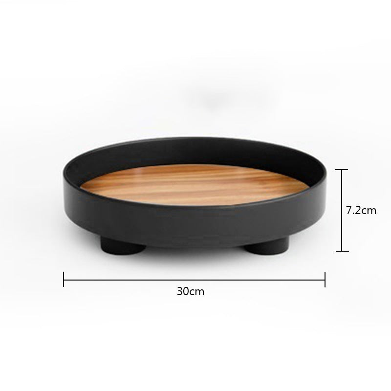 Nordic Simple Round Storage Tray Living Room Bedroom Jewelry Tea Pot Display Plate Desktop Sundries Makeup Organizer