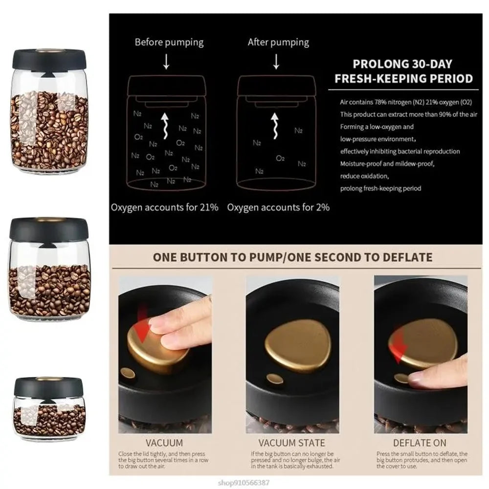 Glass Coffee Canister with Press-Down Lid - image 4