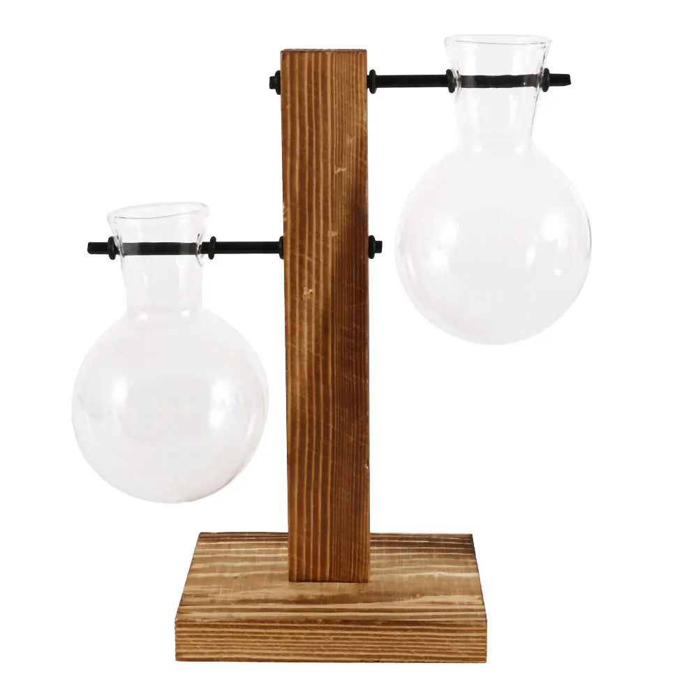Glass Bulb Vase with Wooden Stand - image 8