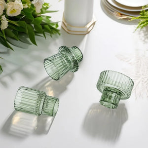Ribbed Glass Tealight Holders – Set of 3 - thumbnail 4