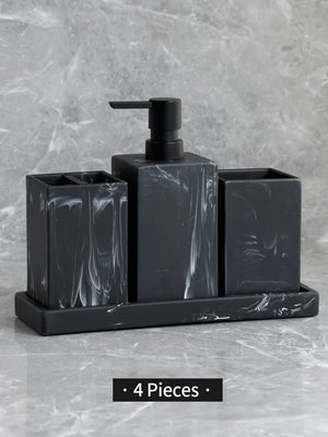 Black Marble-Look Bathroom Accessory Set – 4 Pieces - thumbnail 8