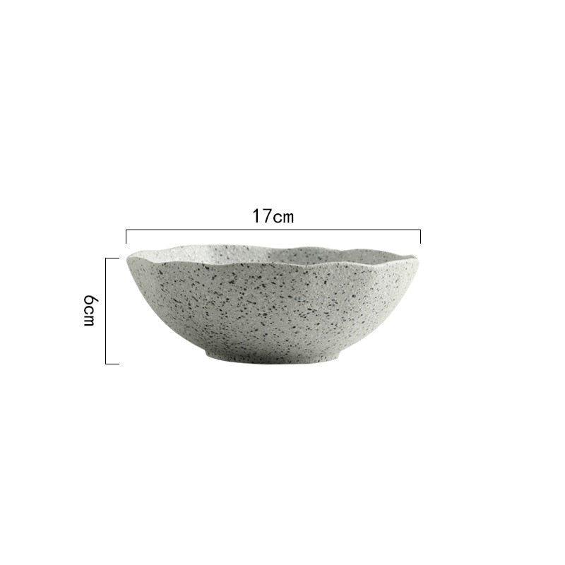 Nordic Granite Texture Ceramic Plate: Creative Irregular Western Food Dinner Plates, Dessert Dish, Soup Bowls, Home Tableware