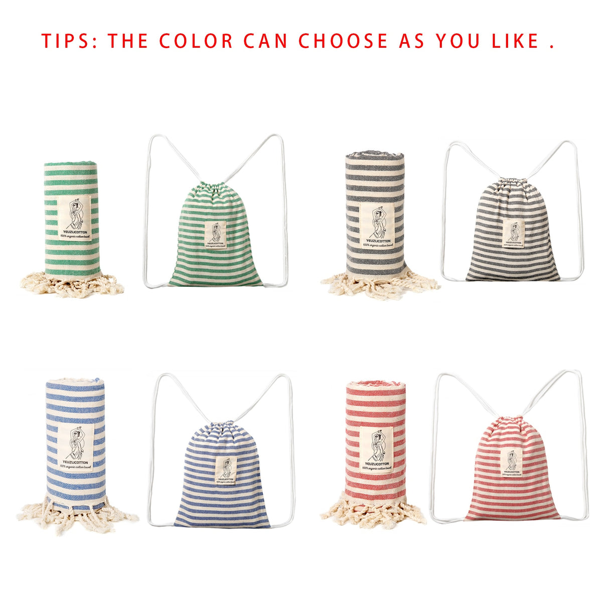 Luxury Striped Tassel Bath Towel: 100% Cotton | Sauna Spa | Home Travel | Beach