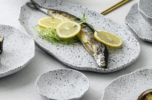 Nordic Granite Texture Ceramic Plate: Creative Irregular Western Food Dinner Plates, Dessert Dish, Soup Bowls, Home Tableware