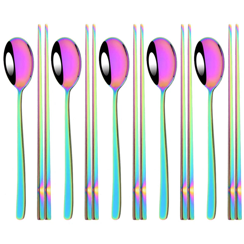 Korean-Style Stainless Steel Chopstick & Spoon Set - image 14
