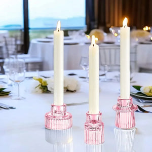 Ribbed Glass Tealight Holders – Set of 3 - thumbnail 3