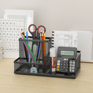 Black Mesh Desk Organizer with 3 Compartments - thumbnail 3