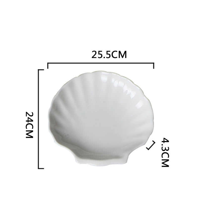 Creative Shell Shaped Ceramic Dinner Dish Household Tableware Snack Dessert Tray Hotel Restaurant Creative Tableware Pasta Plate