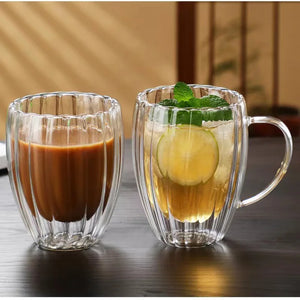 Striped Double-Wall Glass Coffee Cup - thumbnail 2