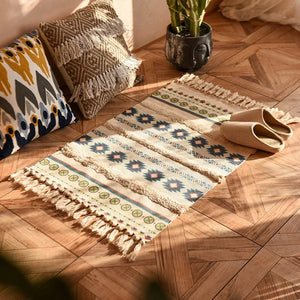 Bohemian Hand-Woven Tassel Rug - thumbnail 3