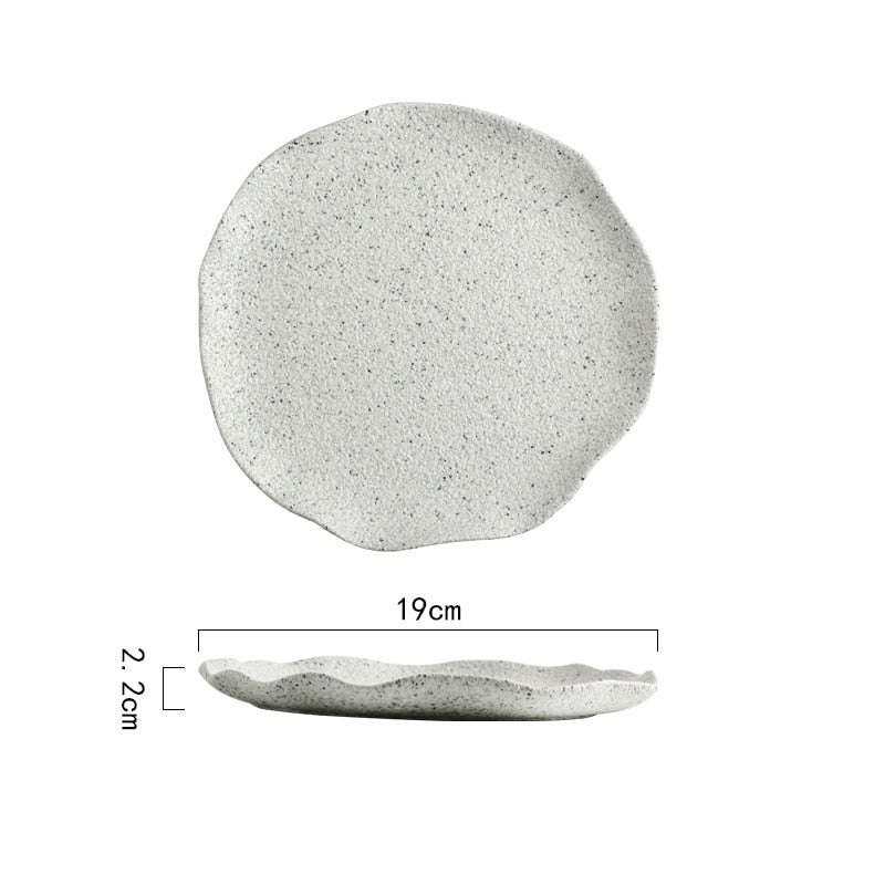 Nordic Granite Texture Ceramic Plate: Creative Irregular Western Food Dinner Plates, Dessert Dish, Soup Bowls, Home Tableware