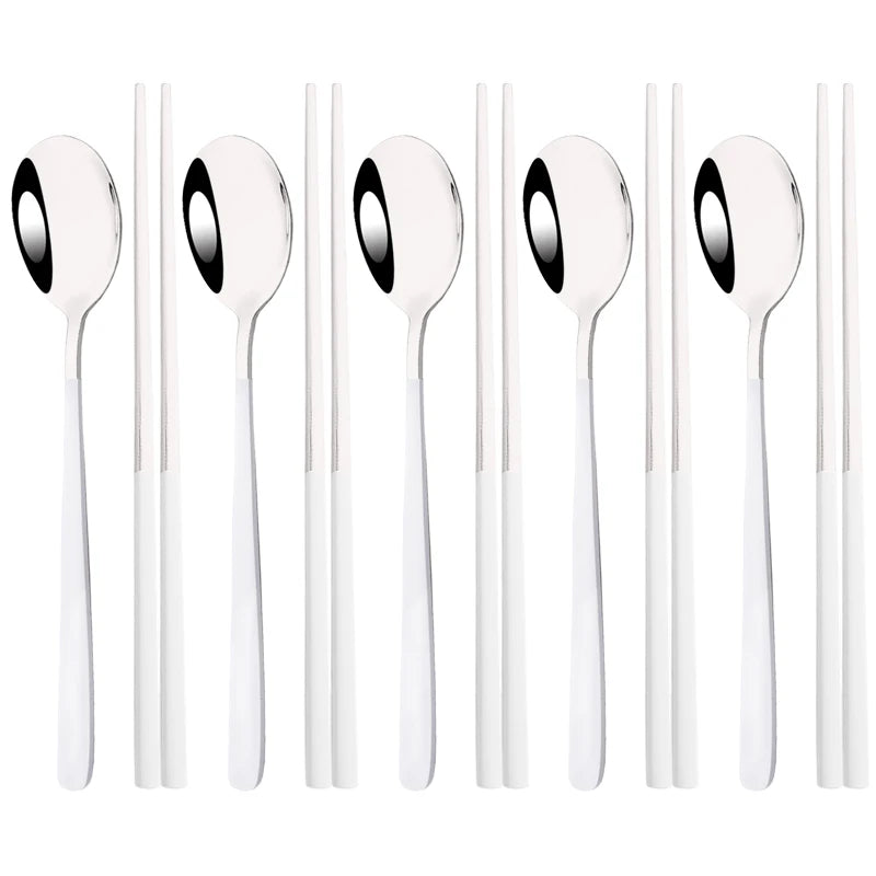 Korean-Style Stainless Steel Chopstick & Spoon Set - image 10
