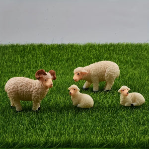 Mini Sheep Family Figurine Set - 4 Pieces - thumbnail 2