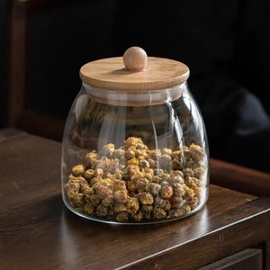 Round Glass Storage Jar with Cork Lid - thumbnail 3