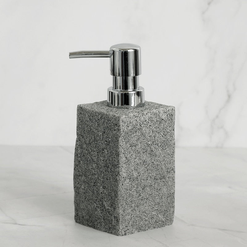 Bathroom Accessories Set: Imitation Granite | Soap Dispenser, Toothbrush Holder, Cup, Soap Dish, Toilet Brush Holder