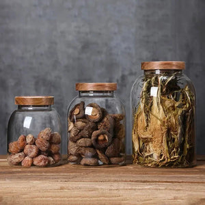 Airtight Glass Canister with Wood Lid - thumbnail 1