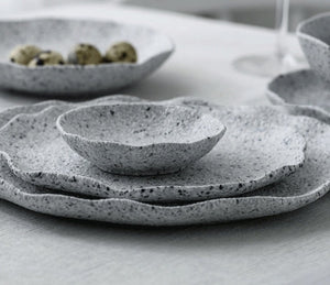 Nordic Granite Texture Ceramic Plate: Creative Irregular Western Food Dinner Plates, Dessert Dish, Soup Bowls, Home Tableware