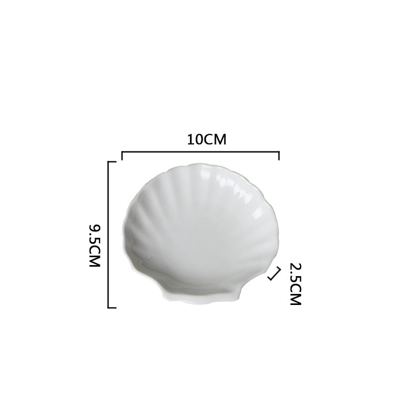Creative Shell Shaped Ceramic Dinner Dish Household Tableware Snack Dessert Tray Hotel Restaurant Creative Tableware Pasta Plate