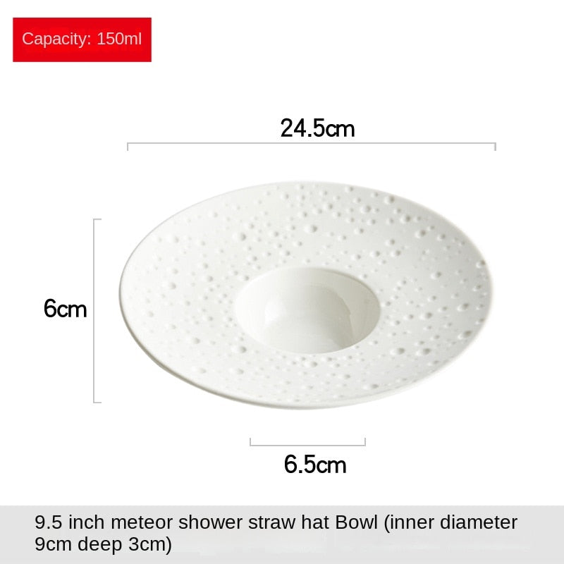 White creative home hotel tableware straw hat plate western food pasta plate soup plate home deep plate