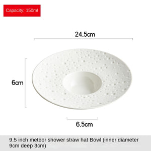 White creative home hotel tableware straw hat plate western food pasta plate soup plate home deep plate