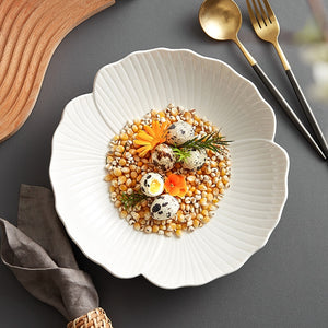 Large Soup Plate: Home Deepening Vegetable Plate, High-Quality Creative White Tableware Ceramic, Salad Bowl