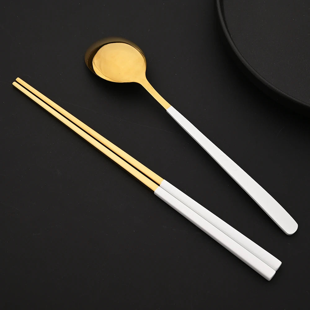 Korean-Style Stainless Steel Chopstick & Spoon Set - image 5