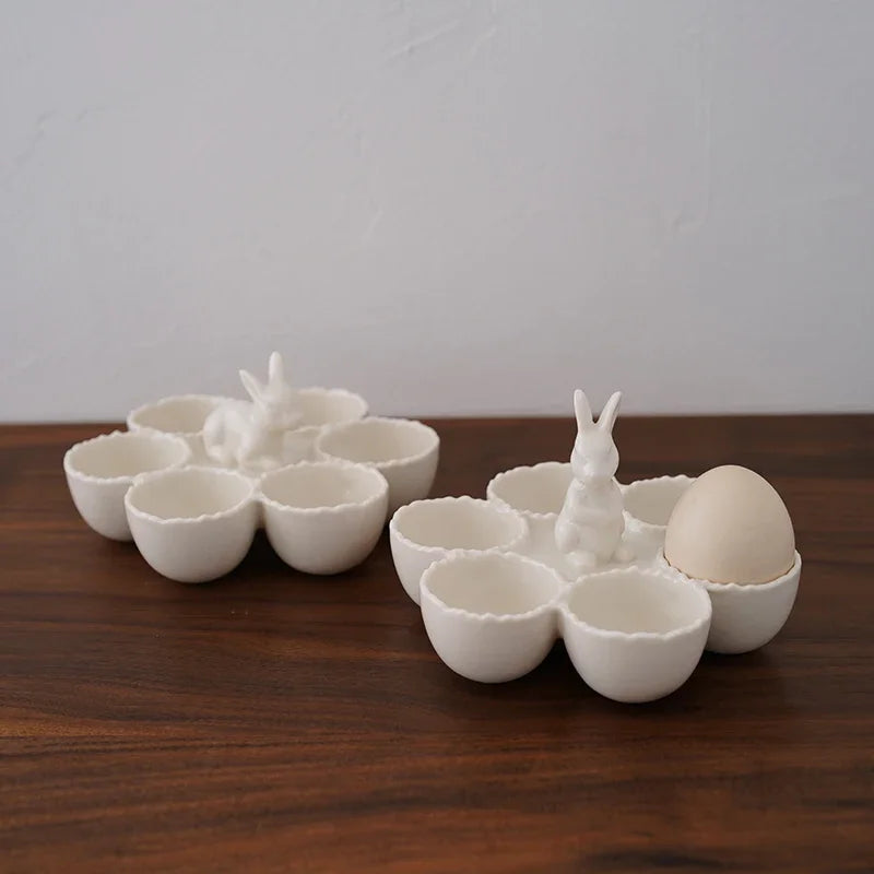 Ceramic Bunny Egg Tray - image 1